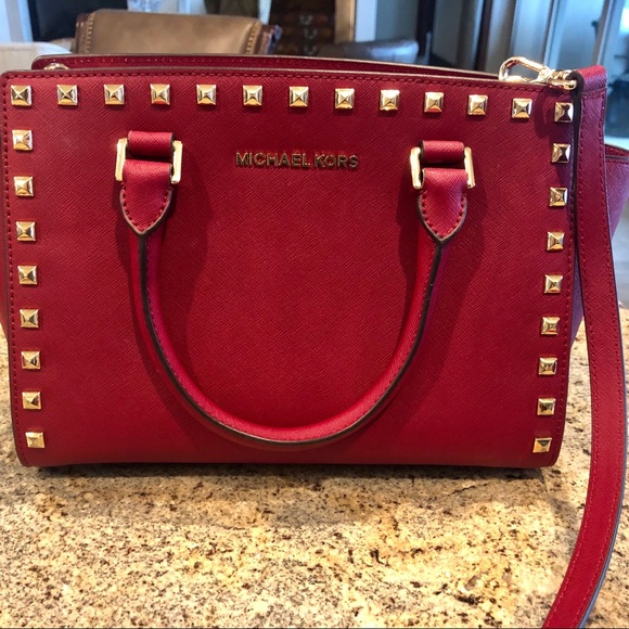 Michael Kors Medium Saffiano Maroon Leather Purse - Picture 2 of 5
